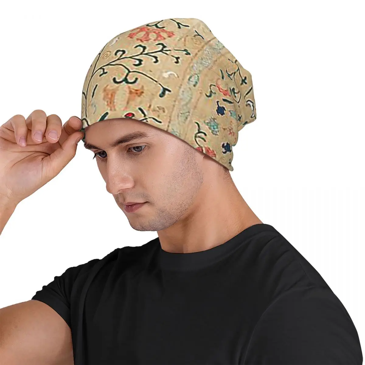 Uzbequistão suzani nim bordado masculino feminino adulto gorros bonés tricô gorro chapéu quente hop outono inverno ao ar livre crânios chapéus