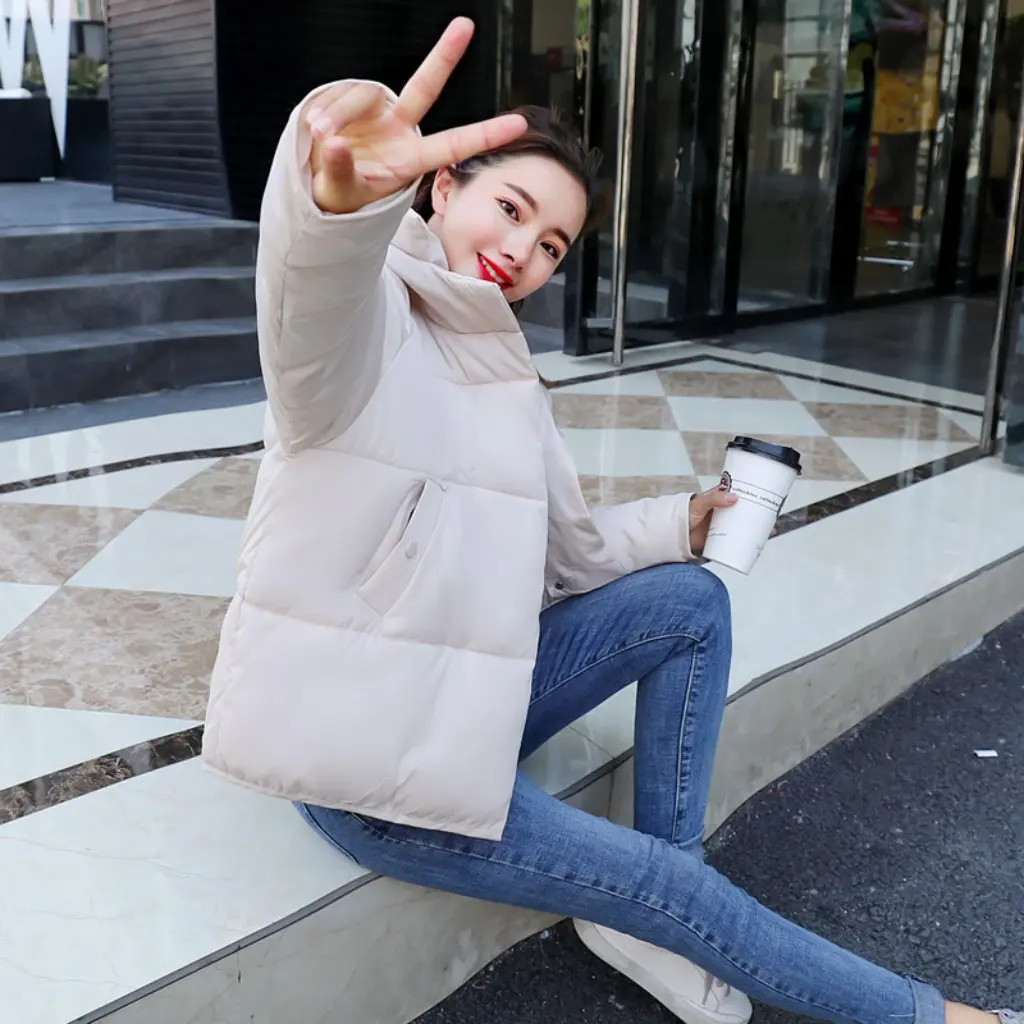 

Женская куртка на хлопковой подкладке в корейском стиле, свободная толстая кепка с воротником, короткое пальто, теплая осенне-зимняя верхняя одежда для студентов