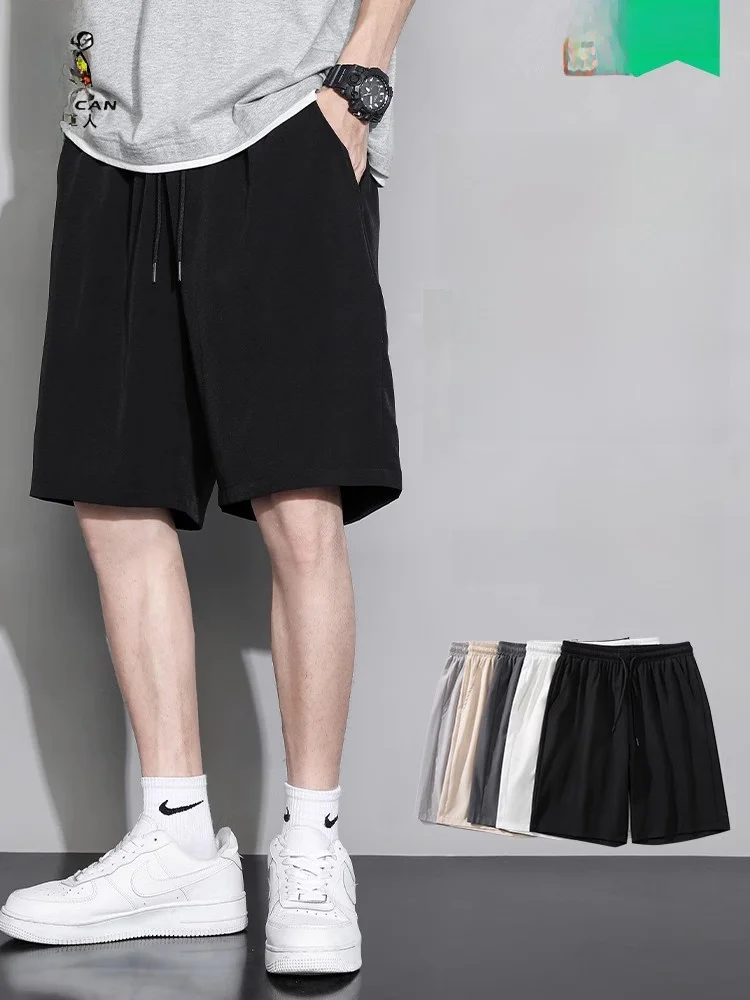 

Мужские летние тонкие спортивные брюки свободного кроя из ледяного шелка для бега, быстросохнущие, больших размеров, для фитнеса и тренировок, мексиканский бренд