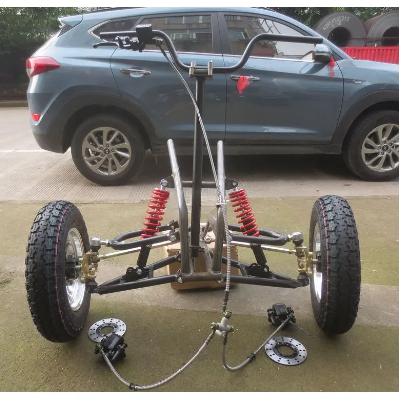 Modified tricycle four-wheel electric vehicle accessories, kart handlebar steering front suspension steering 4.00-10 tires