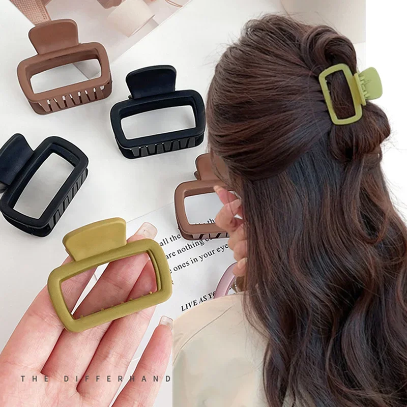 Medium Hair Claw Clips for Women Girls Matte Rectangle Small Hair Claws Korean Hairpins Ponytail Clip Hair Accessories