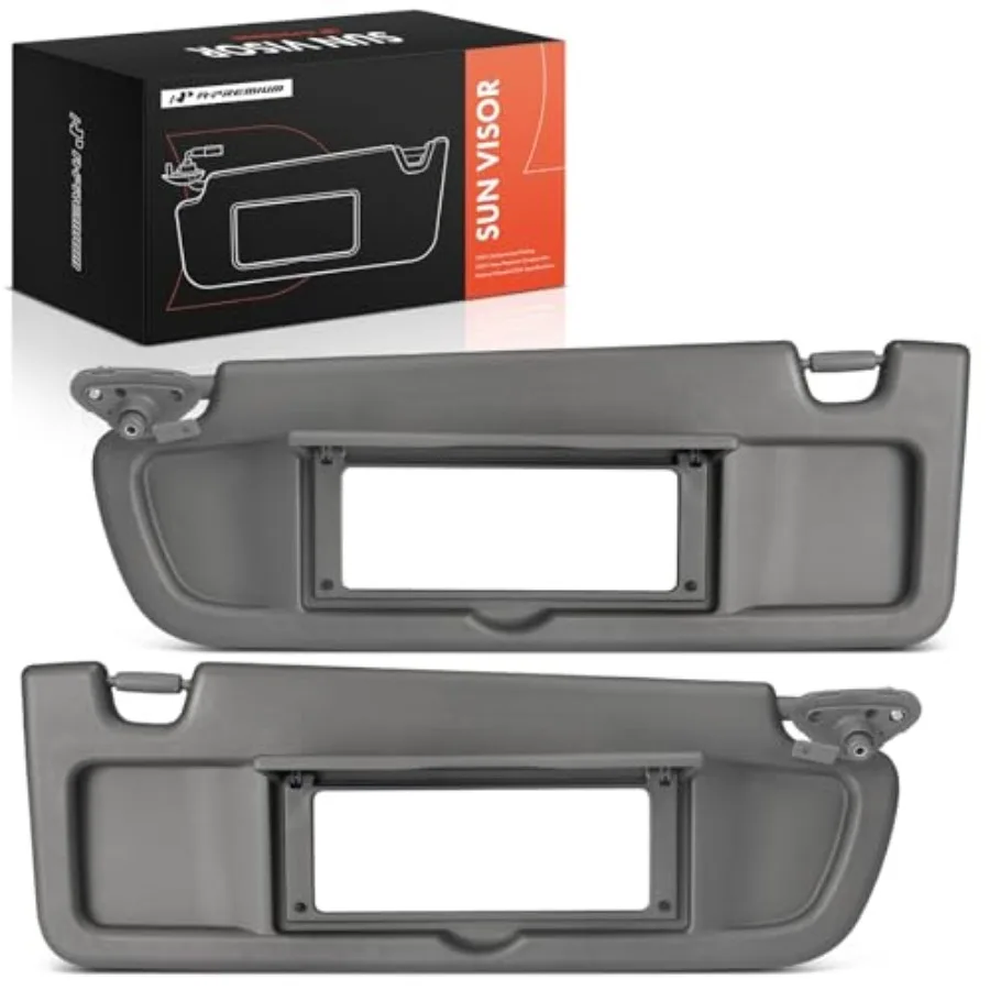 

Driver and Passenger Sun Visor Compatible with Honda Civic 2006 2007 2008 - Without Vanity Light with Vanity Mirror Atlas Gray