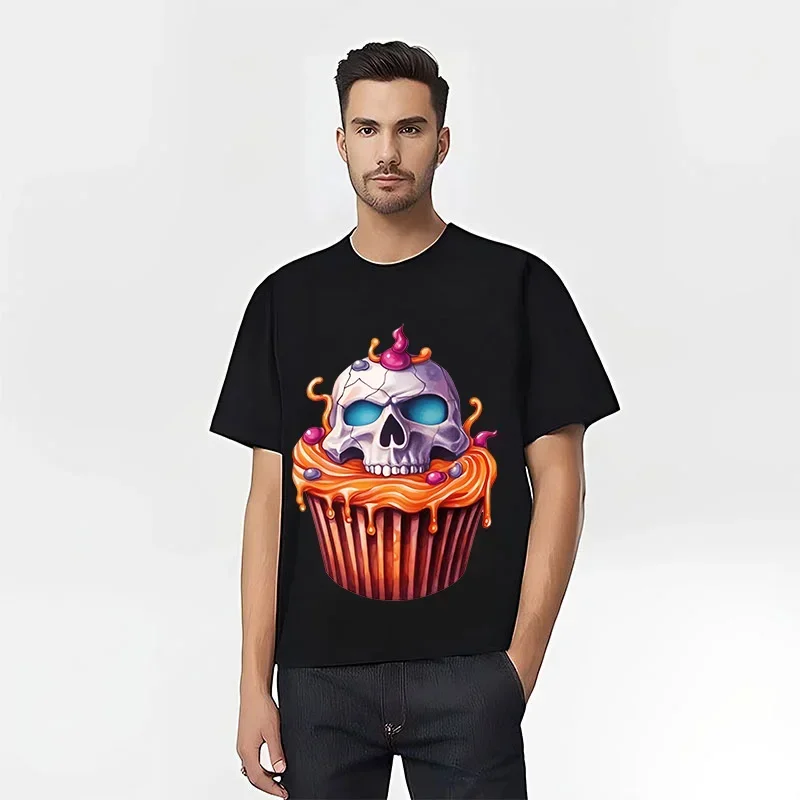 Cake Prank Print Men's T-shirt Short sleeve 3D printed Horror Street Hip Hop T-shirt o collar loose casual summer top clothing