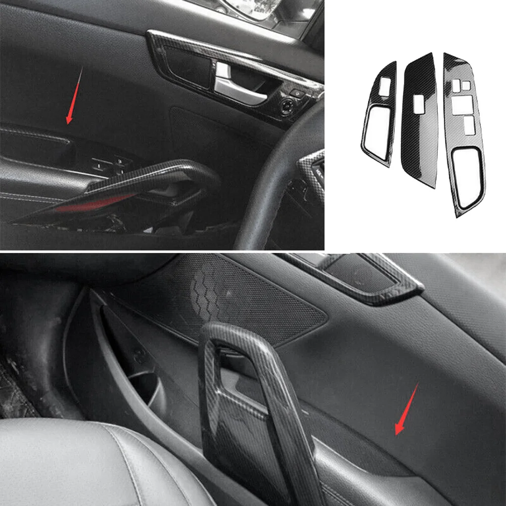 3Pcs for Hyundai Veloster 2011-2017 Carbon Fiber Window Lift Switch Button Panel Cover Trim Interior Decoration