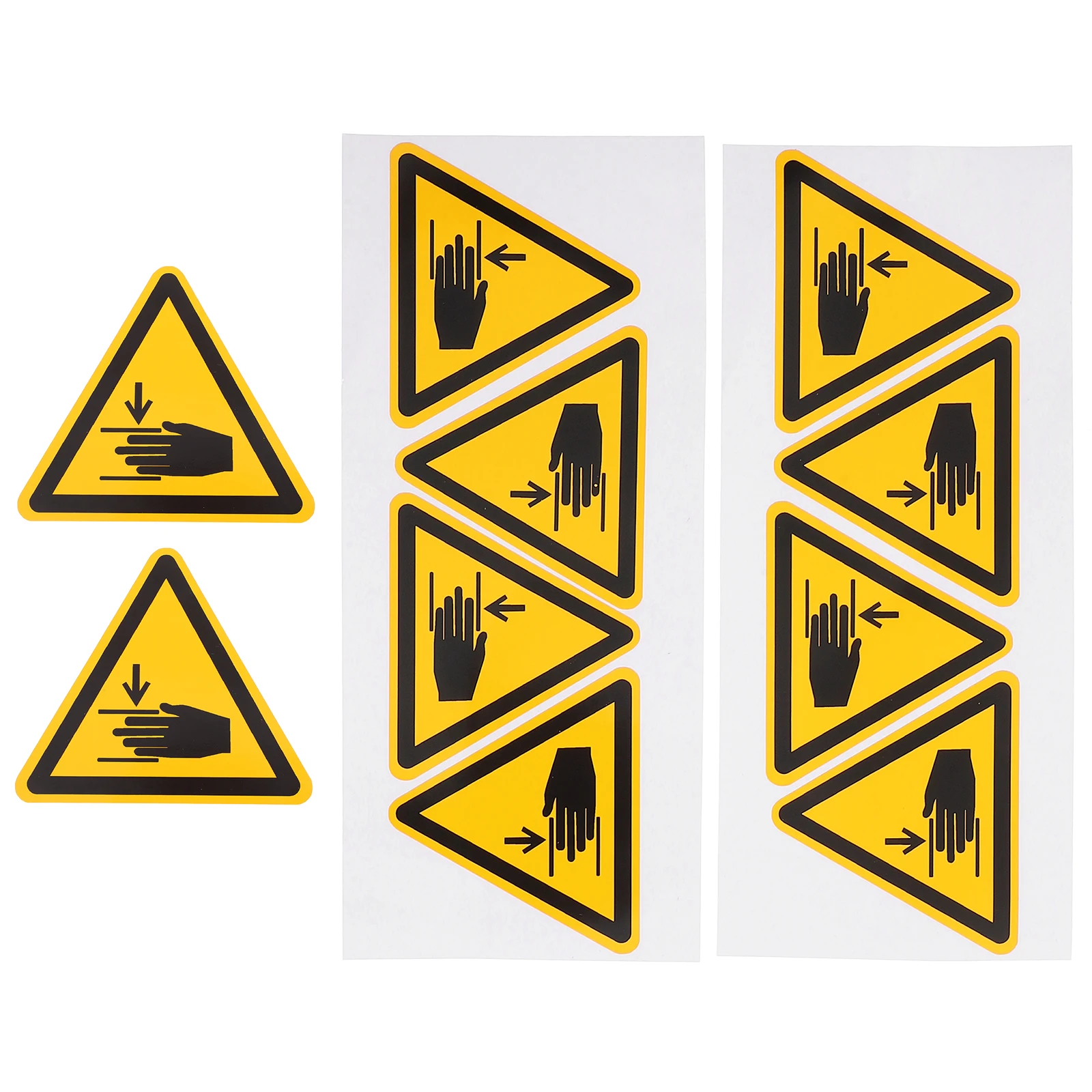 

10 Sheets Warning Labels Safety Signs Stickers Small PVC Adhesive Caution Decals Traffic Warning Triangular Symbols Practical