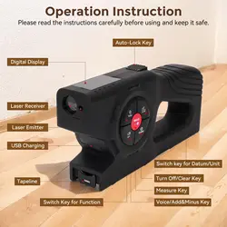 LUNYEE digital display laser distance meter 3-in-1 Recharge Electronic laser tape measure three-in-one intelligent digital measu