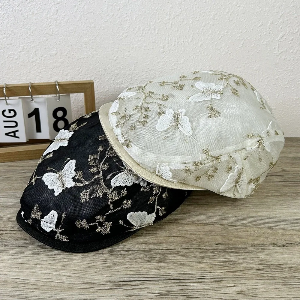 Versatile, Fresh-style Spring and Summer Cap: Mesh-fronted Butterfly-brimmed Cap, Outdoor Painter’s Cap, Sun-protective Beret