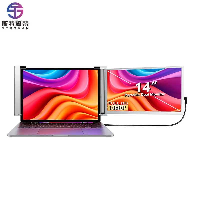 14 Inch 1080P Foldable  Type-C &HD Port Plug and Play  Extender for Laptop Use and Office