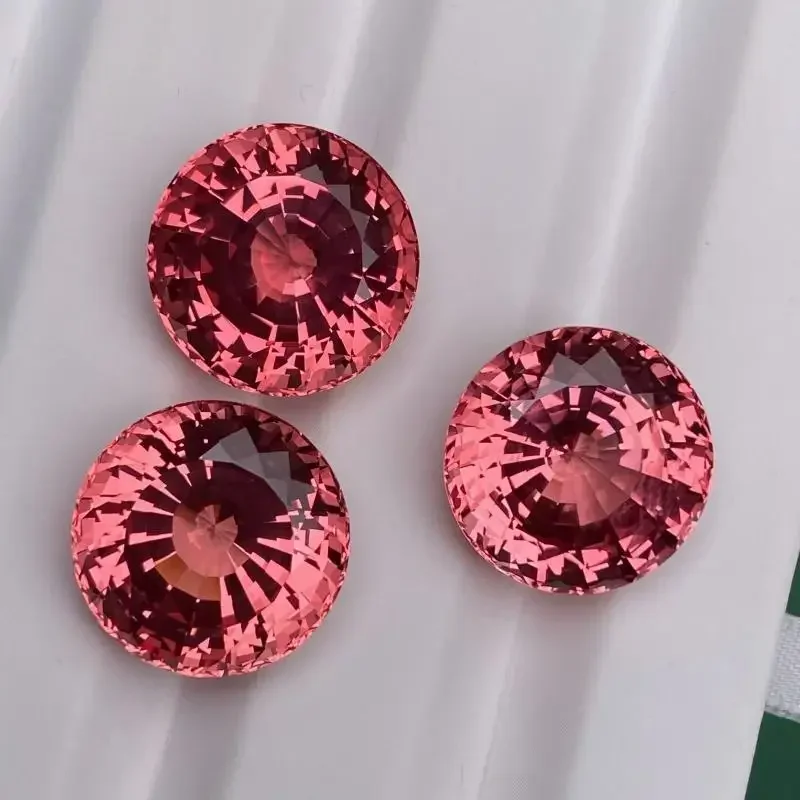 Pirmiana Customized  Big Size Round Lab Grown Padparadscha Color Sapphire Loose Gemstone for Jewelry Making