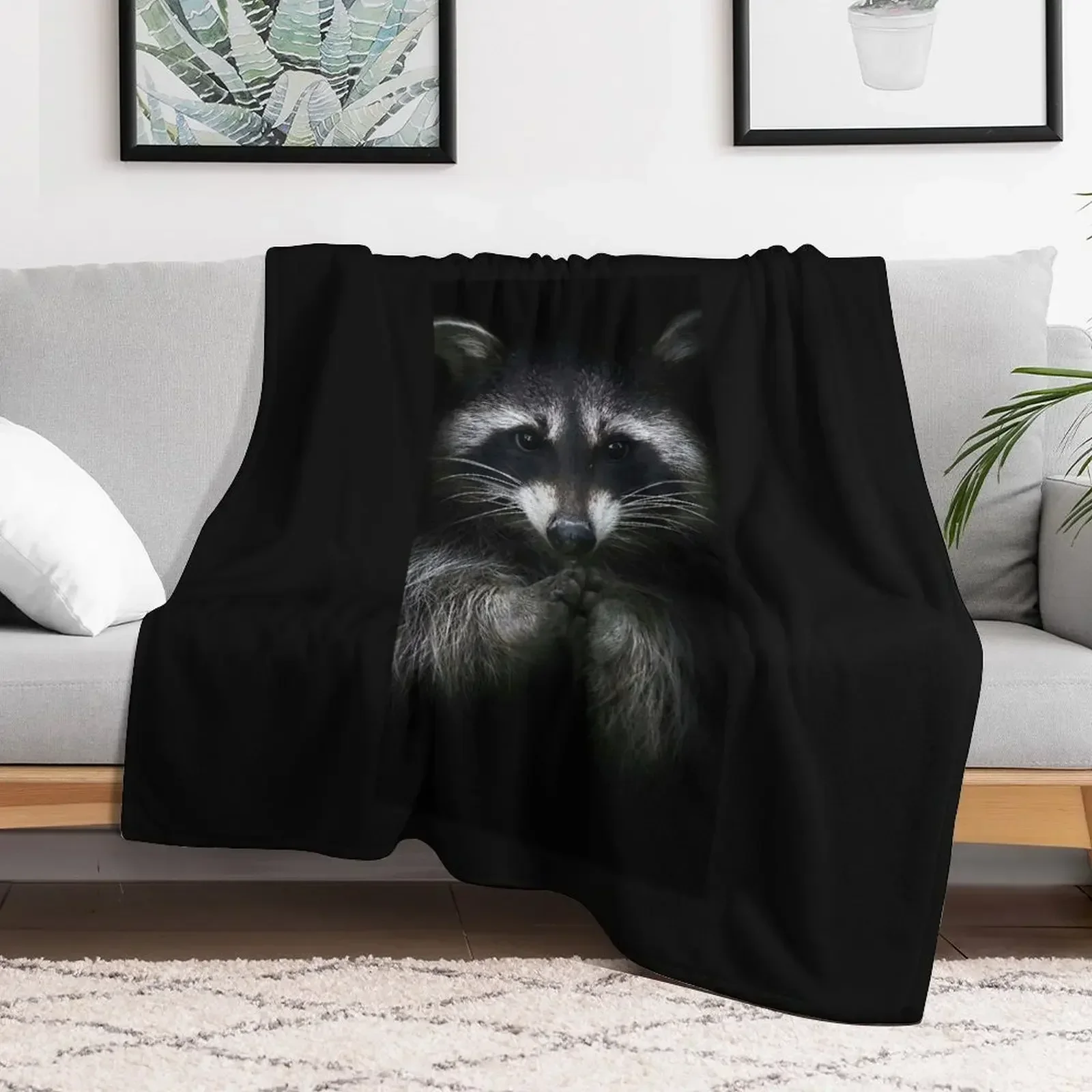 

Racoon Throw Blanket Furry Plaid on the sofa Sofa Blankets Decoratives Moving Beach Blankets