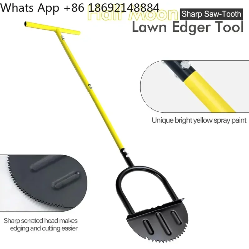 

Manual Trimming Shovel with Handle Half-Moon Lawn Trimmer Serrated Hand Lawn Trimming Tool Step Trimming for All Gardens