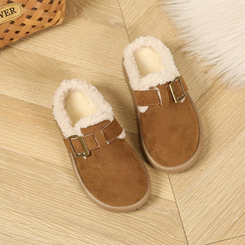 Winter Children Cotton Slipper Girl Shoes Warm Indoor House Flats Kid Shoes Non-slip Luxury Fur Plush Slipper for Girls