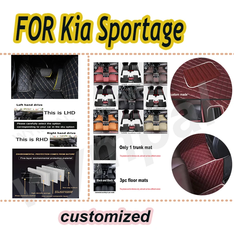 

LUXURY Car Mats For Kia Sportage QL MK4 2017~2022 Carpet Anti Dirty Pad Luxury Leather Floor Mat