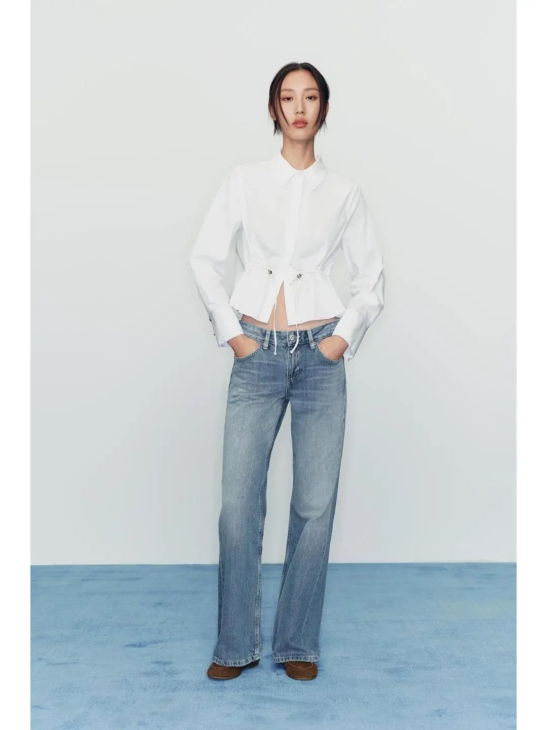 Verstellbarer Taillenverschluss, lang, Sve irt, Stehkragen, französischer Stil, Damen-Innenbekleidung in Übergröße, dünnes Material, Frühlingssaison