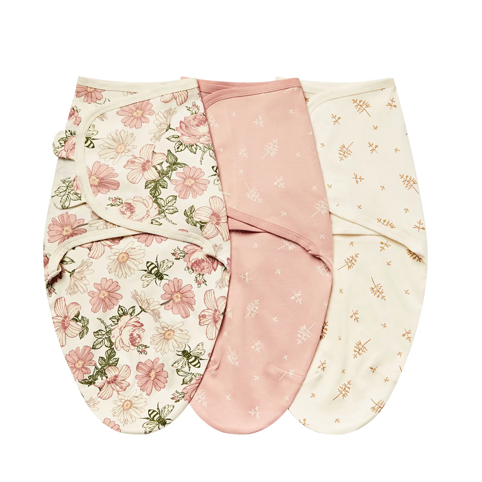 NONE 3 Stück süße Neugeborenen Baby decken Windeln Set 100% Baumwolle Jungen Mädchen verstellbare Wickel Baby Wickel für 0-6 Monate 6