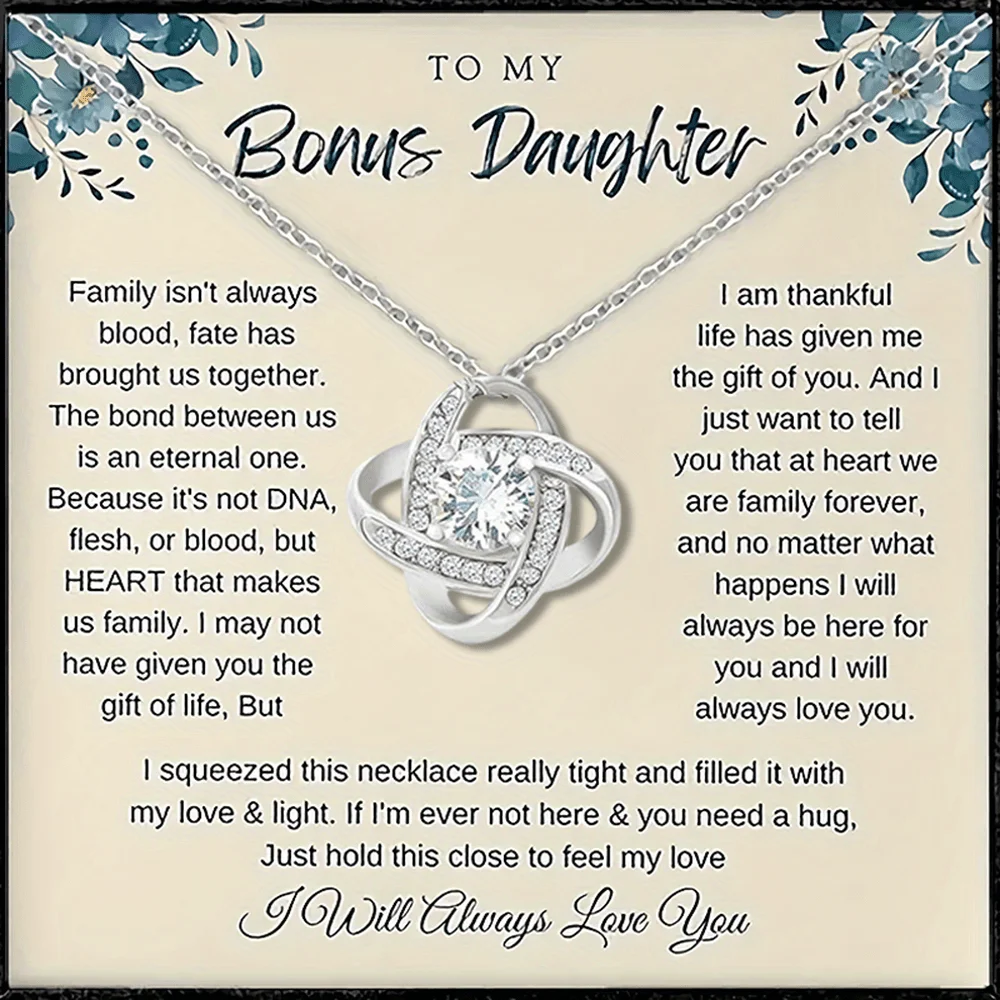 

Shiny Knotted Geometric Spiral Pendant Necklace With The Gift Card, Creative Party Commemorative Gift To Bonus Daughter