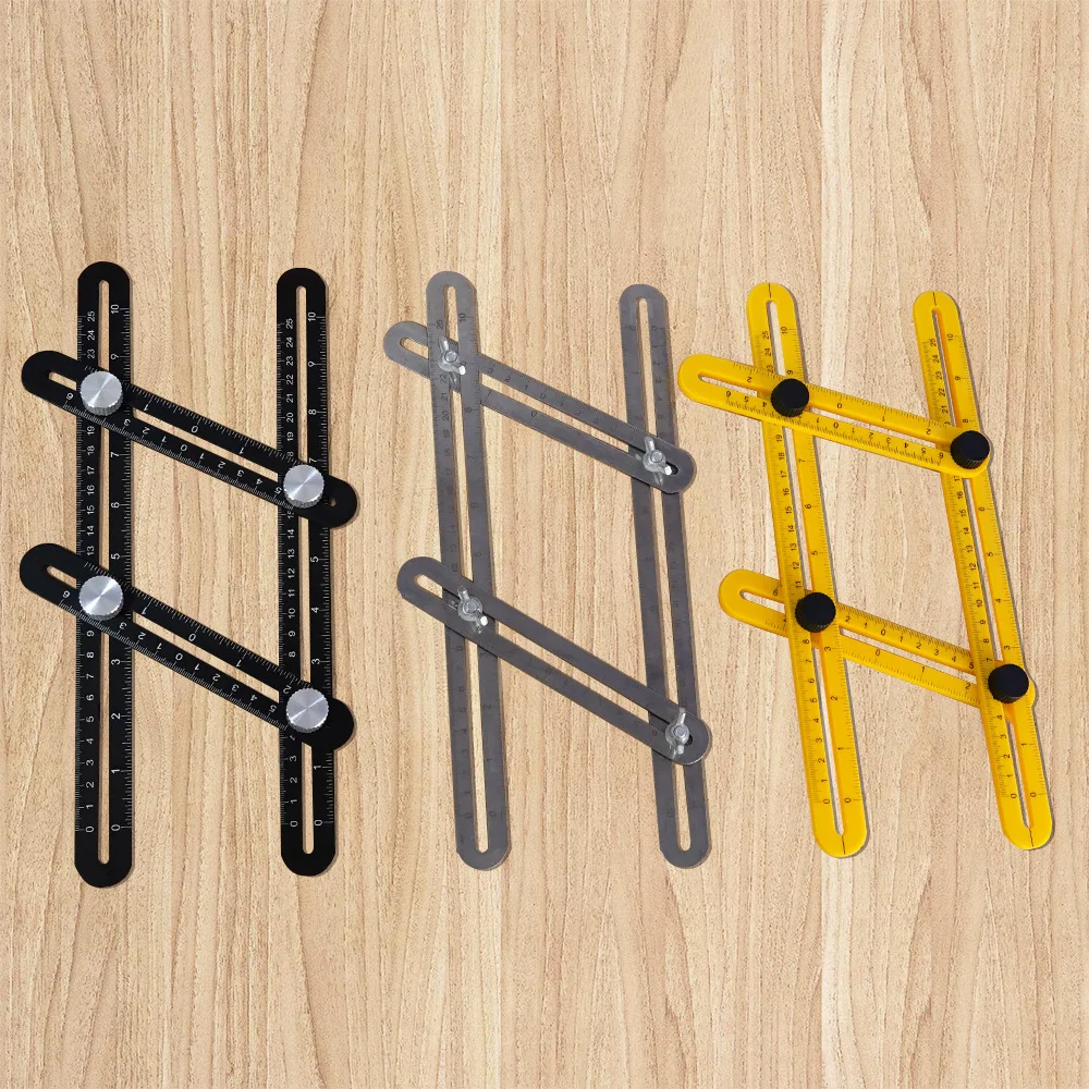 Multi functional plastic woodworking four fold ruler, foldable positioning ruler, decoration drawing measurement tool
