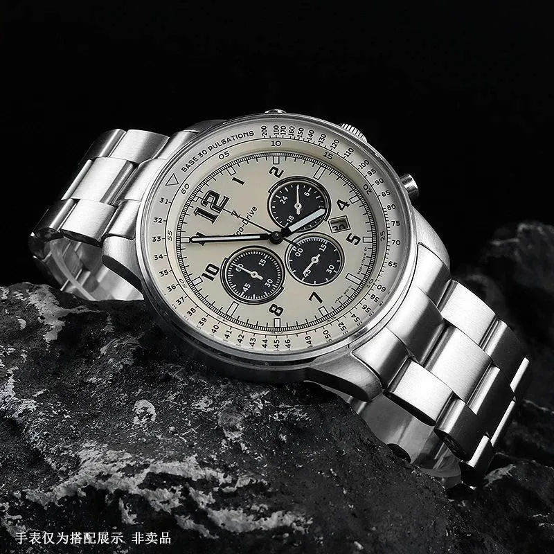 สายนาฬิกาเหล็กเที่ยงตรงแข็งแรงสำหรับ CITIZEN รุ่น FF CA4500/CA0695สายนาฬิกาข้อมืออัศวินดำ CA0615สายข้อมือโลหะโค้ง22มม.