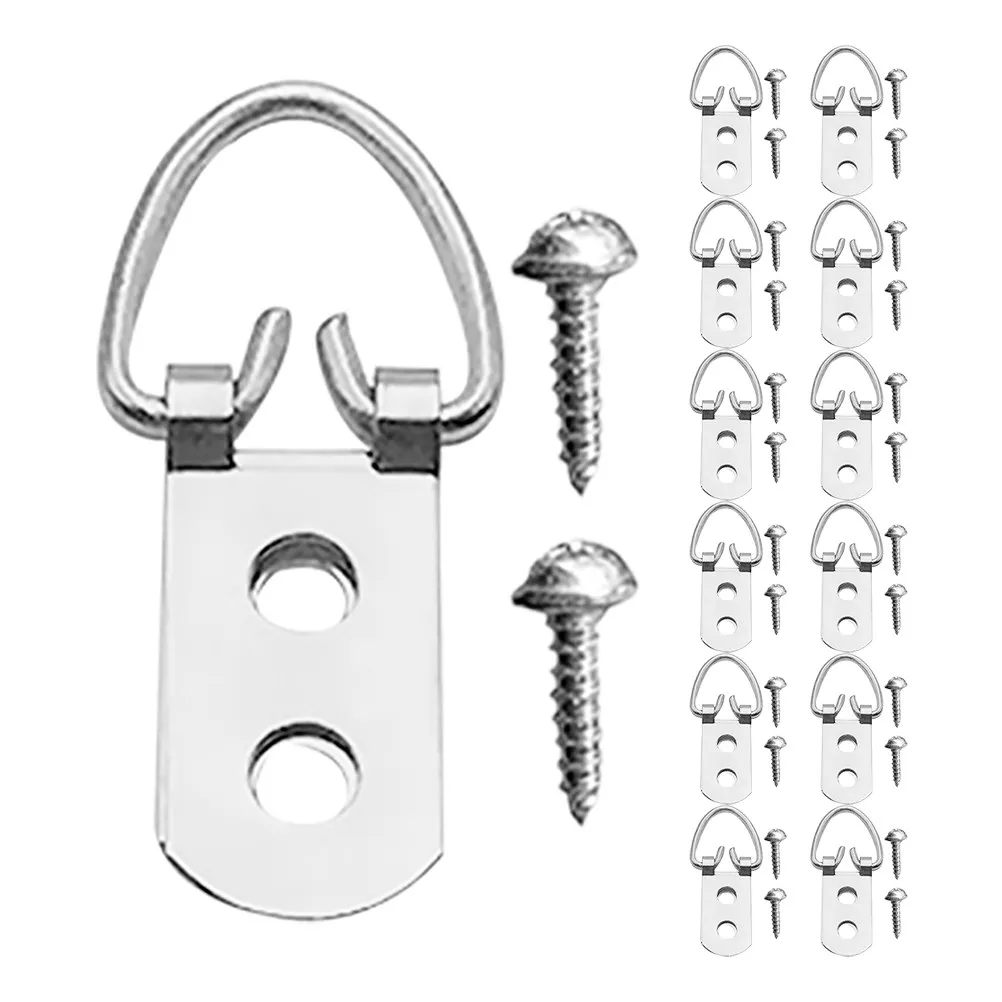 20Pcs Strong Load Capacity D Ring Picture Hangers Heavy Duty Wall Mounting Kit for Artwork Frames Photos Mirrors Painting