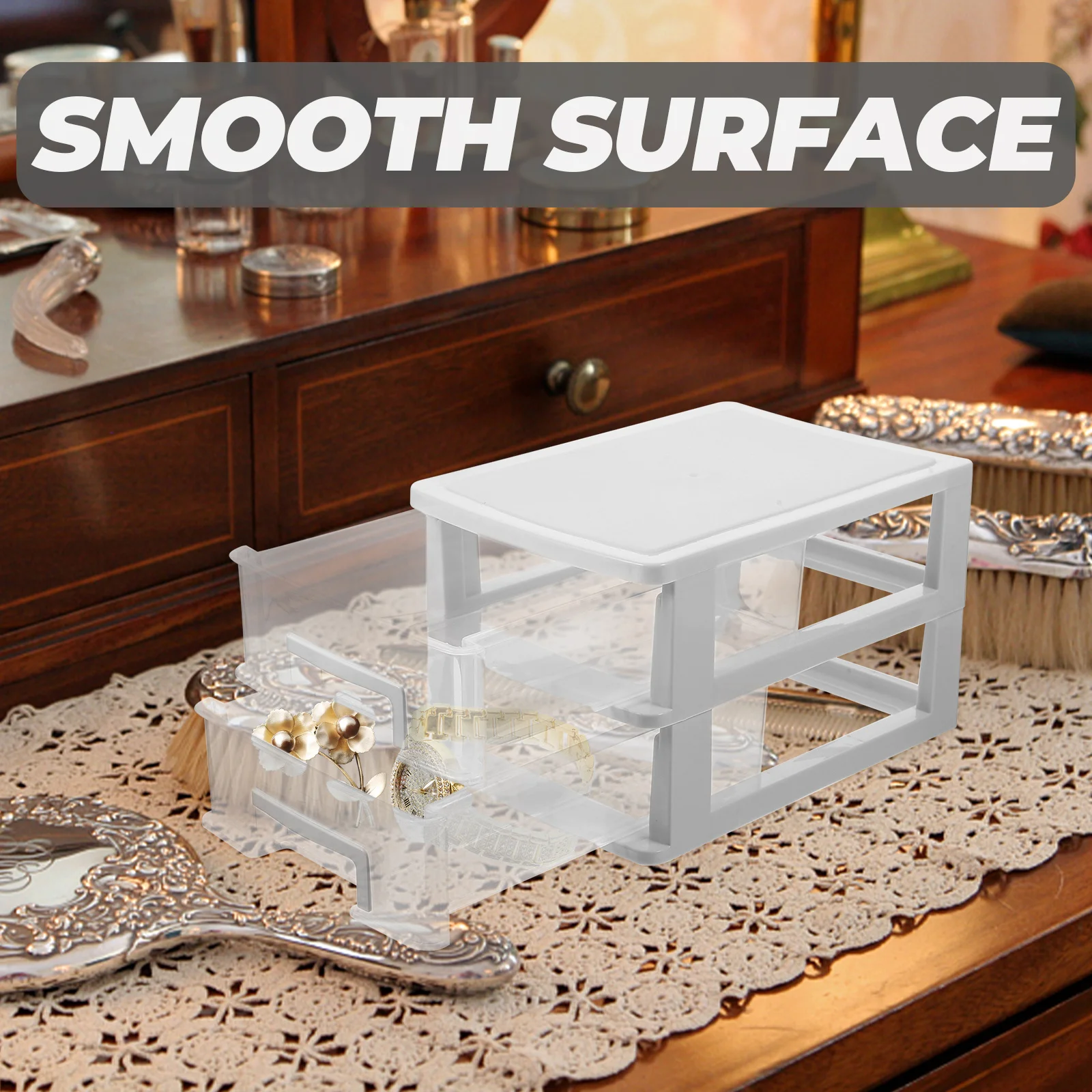 

Double Layer Desktop Drawer Organizer Storage Box Plastic Sundry Stationery Holder Bedroom Office Pp Material Lightweight Drawer