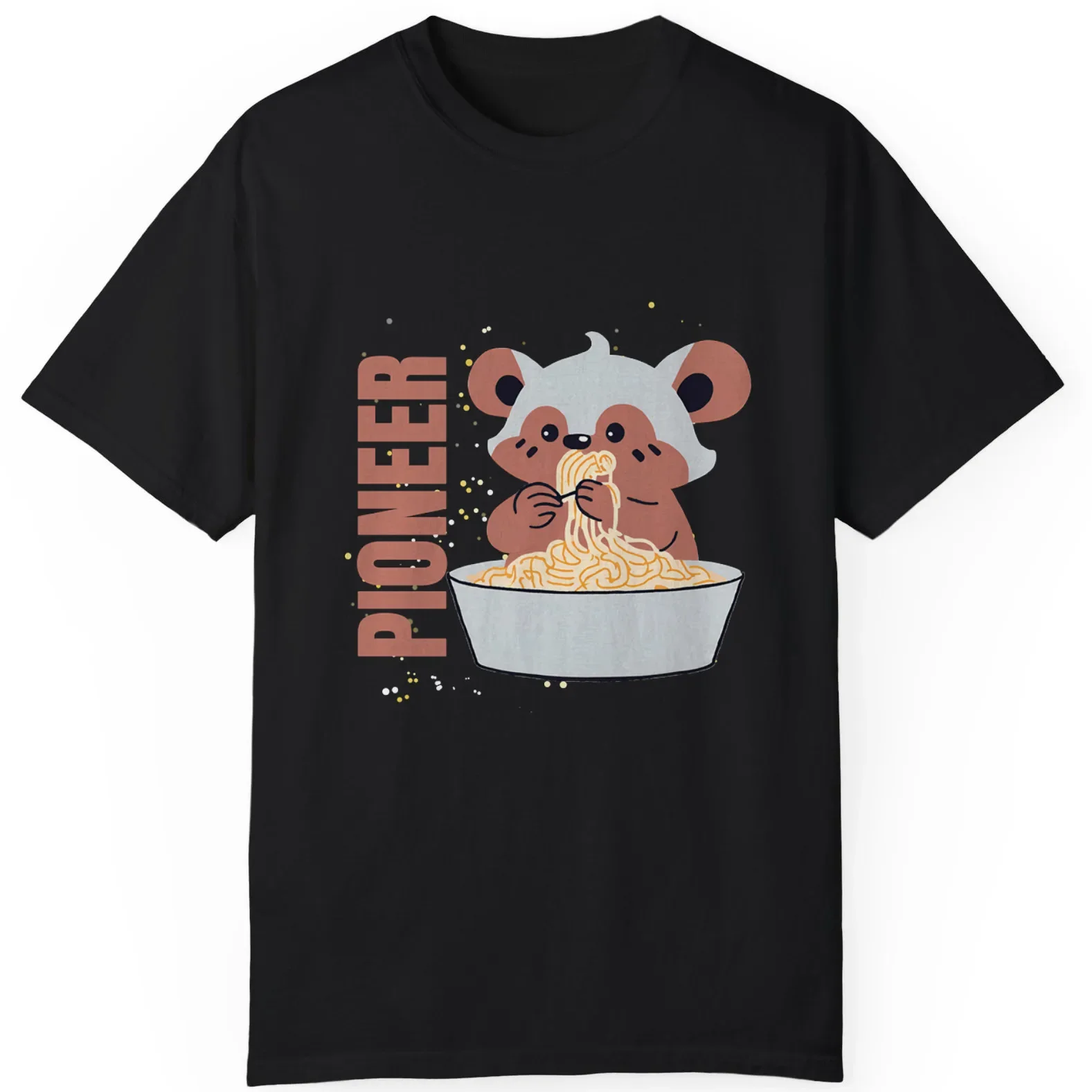 Baby Baccoon Eat noodle Pioneer Day Best Gift Mens And Ladies T-Shirt