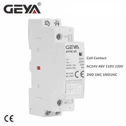 GEYA GYHC Modulare Haushalt Schütz AC24V 48V 110V 220V 2P 25A 2NC 2NO 1NO1NC 50/60Hz