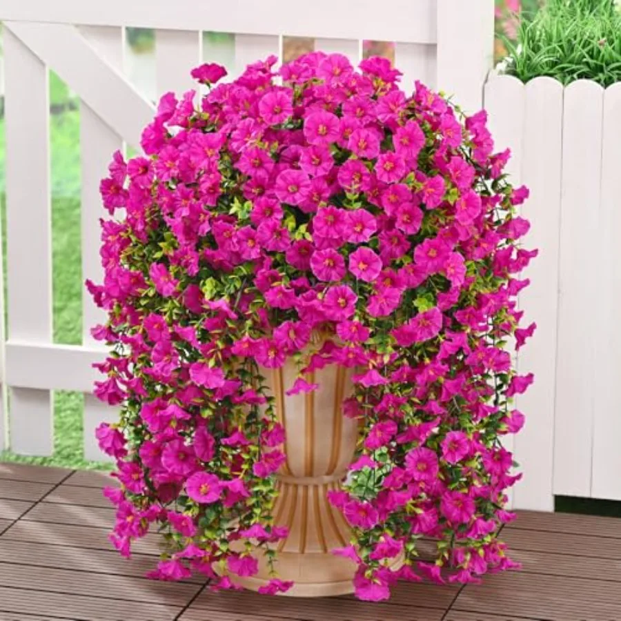 

Look Real Artificial Flowers for Outdoors, Realistic Artificial Hanging Flowers for Outdoors, UV Resistant Fake Hanging Plants