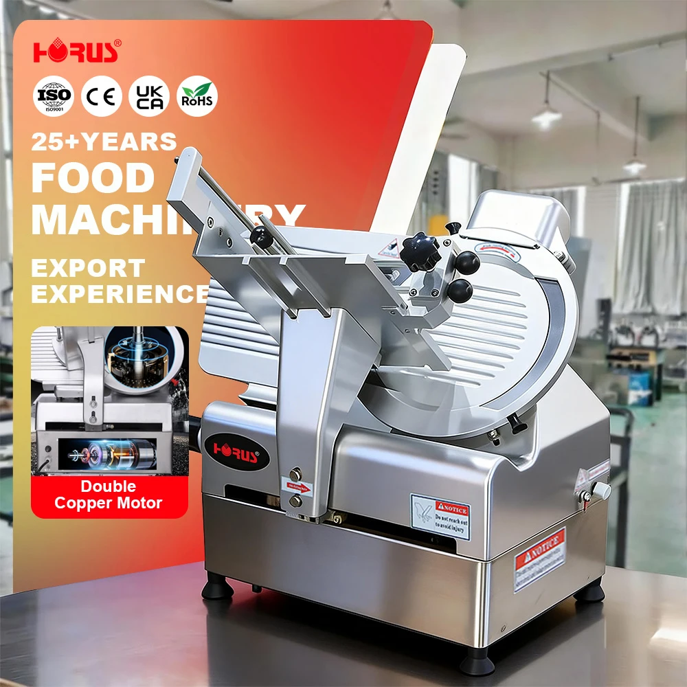 Horus 1100W 13 Inch Fully Automatic Frozen Meat Cutting Machine Meat Slicer Machine for Meat Vegetable Fruit