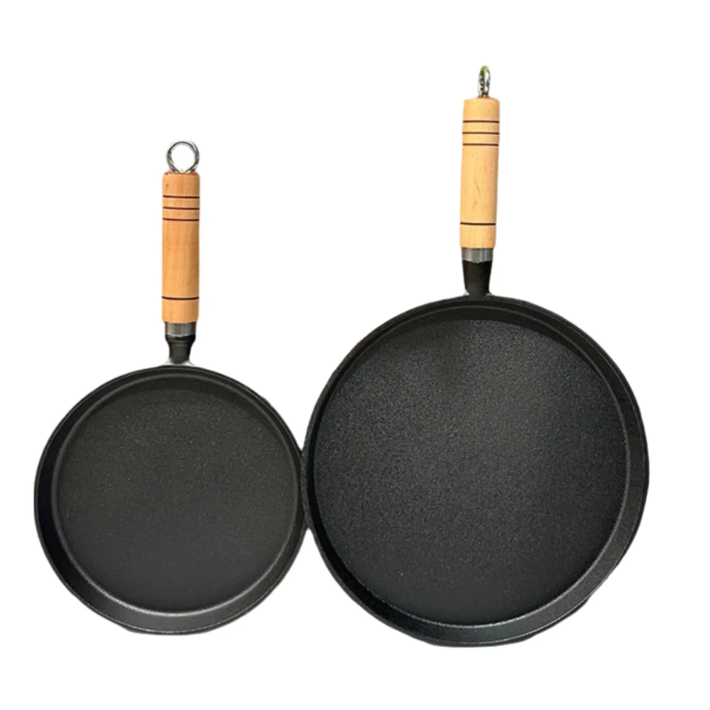 

20/23/26 см чугунная сковорода с антипригарным покрытием, кастрюля для приготовления стейка без покрытия, кухонная посуда, деревянная ручка, сковорода для яиц, блинов
