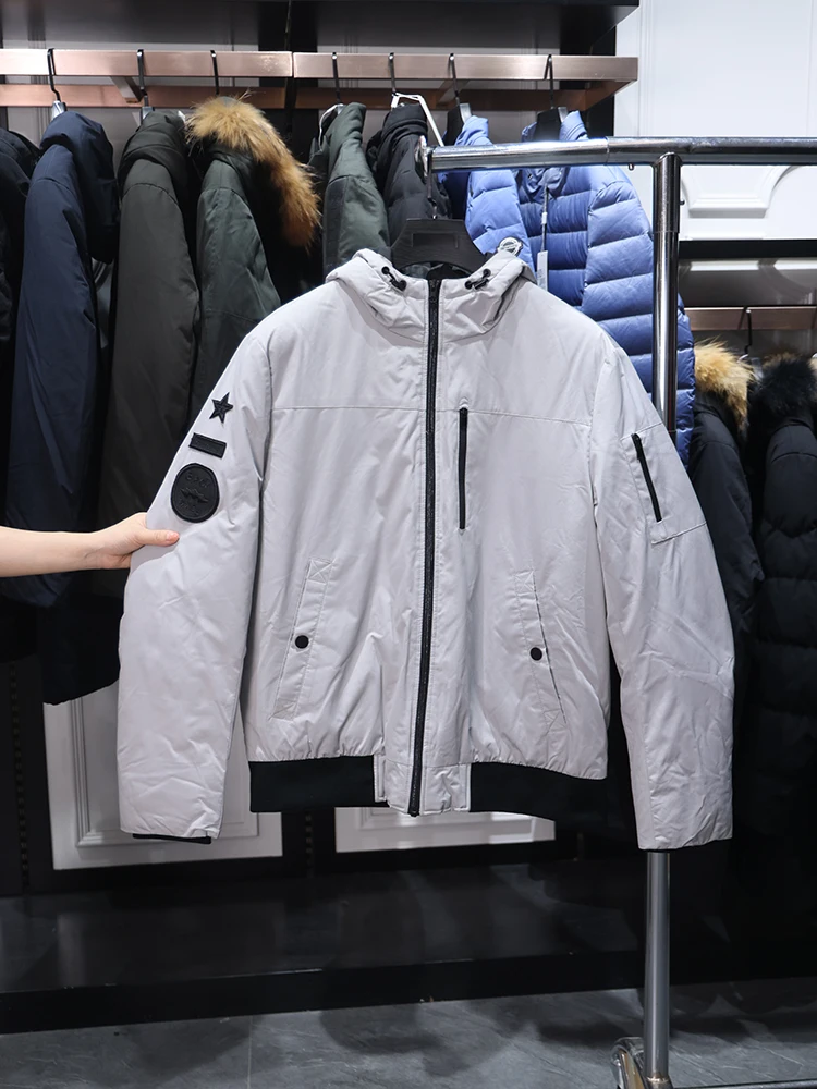 

Классическая теплая ветрозащитная повседневная комфортная куртка с капюшоном Homesick, наполнитель из полиэфирного волокна, серый утиный пух, стандартный крой