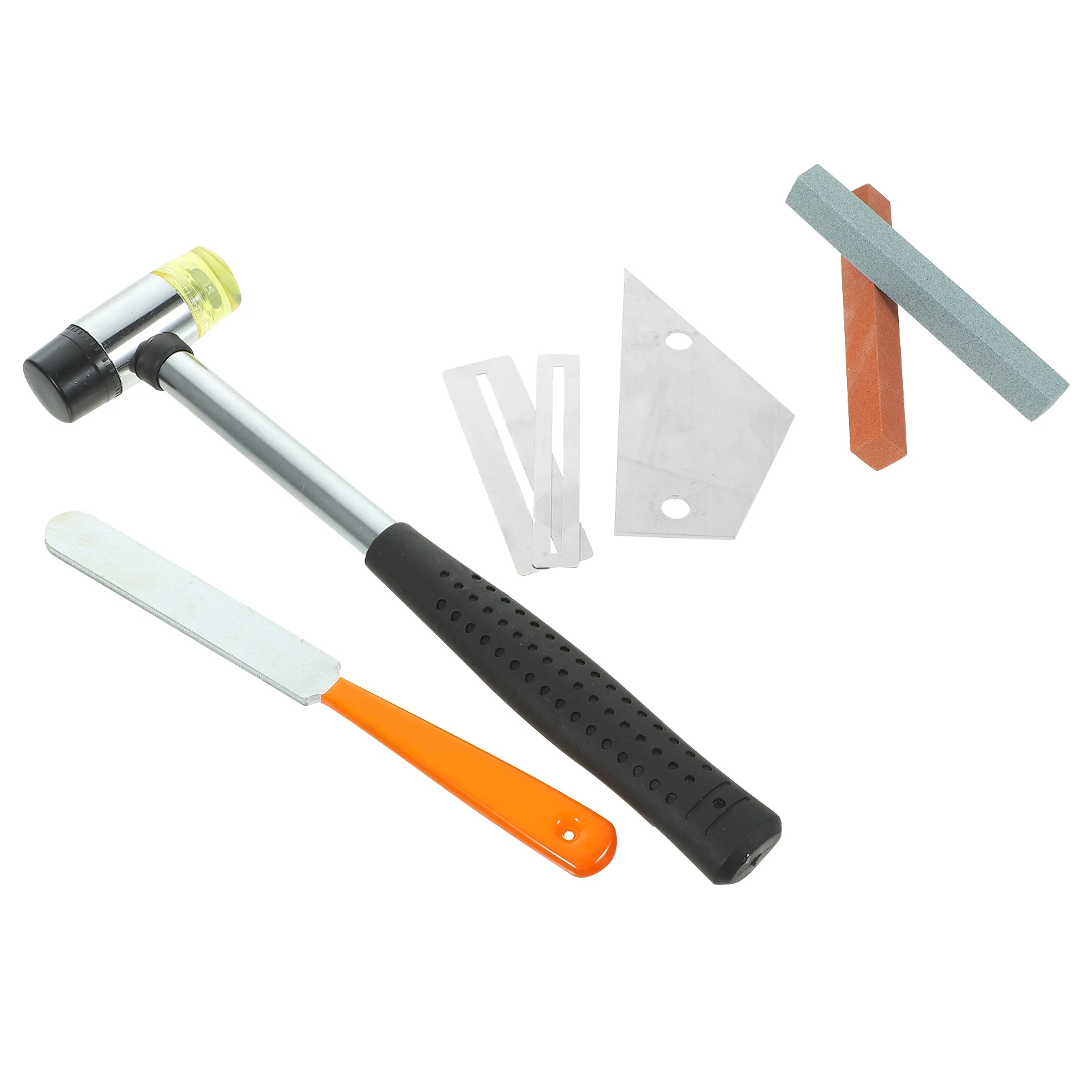 

1 set Guitar Repair Tool Set Orange Handle Files Fret Hammer Red Green Stone Triangular Ruler Shims Storage Bag Luthier Tools