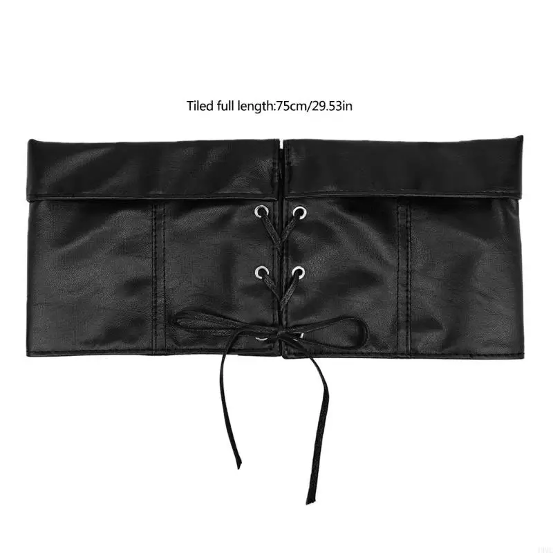 49MC Retro PU Corset สำหรับเข็มขัดเอวยืดตัวของหญิงเข็มขัดลูกไม้ผูกเข็มขัดมัดทั้งหมดเอวจับคู่ cincher สำหรับเดรสชุดต่างๆ