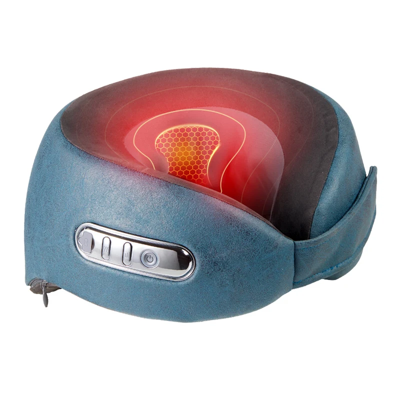 Wireless U Shape Neck Massage Pillow, Shiatsu Kneading, Memory Foam, Body Vibrating, Travel Spa, Business Use