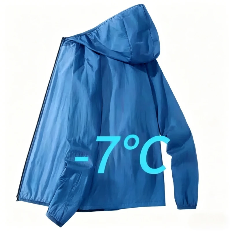 Outdoor Men's Thin Sun Protection Jacket Zipper Hooded Loose Casual Outerwear Summer UV-proof Breathable Quick Dry Cycling Coats