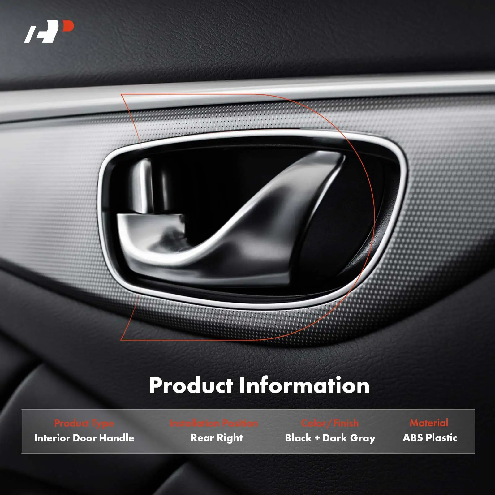 A-Premium Rear Passenger Side Black & Drak Gray Interior Door Handle for Nissan Titan 2004-2008
