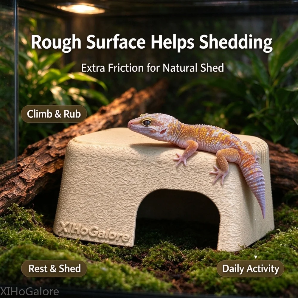 XIHo Rock Texture Reptile Hideout Multiple Colors Well Ventilated Cave For Lizards Leopard Geckos Terrarium Decor Comfortable