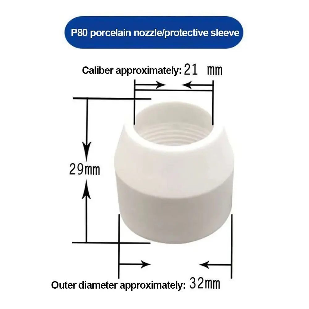 60A 80A 100A sostituzione tazza scudo in ceramica universale durevole protezione ugello torcia da taglio al Plasma P80 taglierina al Plasma