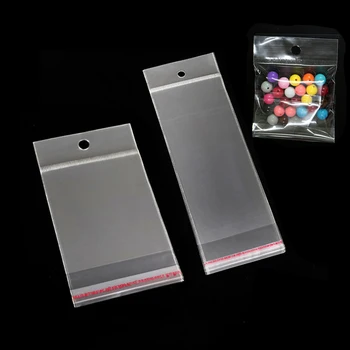 100 sacos plásticos opp adesivos transparentes auto selantes com furo para pendurar para embalagem de presente de joias saco de embalagem de exibição de varejo