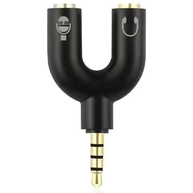 U-Vormige 3.5Mm 1 In 2 Audio Adapter Stereo Audio Jack Hoofdtelefoon Microfoon Adapter Audio Accessoires