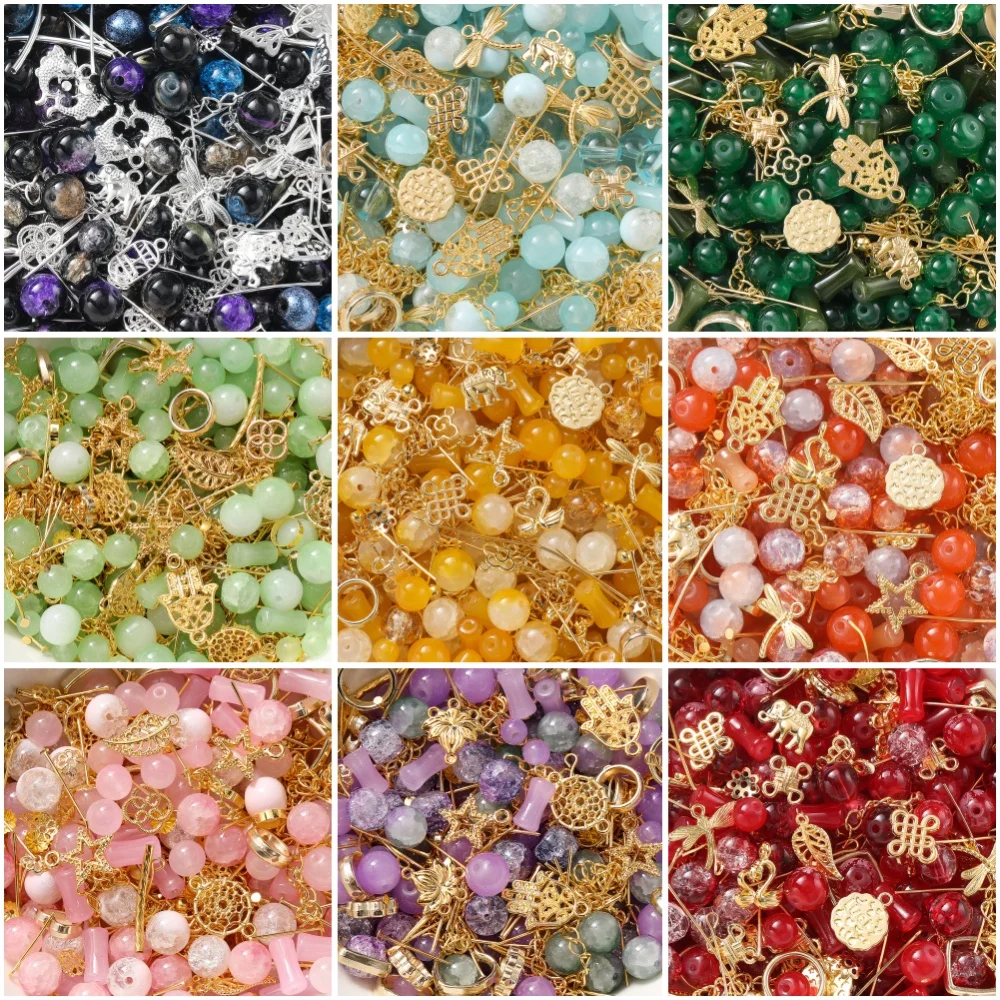 

30/50g Mixed Style Glass Spacer Beads Metal Pendants Jewelry Accessories for DIY Bracelets Necklace Anklet Jewelry Making