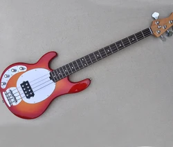 4 Strings Left Hand Cherry Sunburst Electric Bass Guitar with Active Circuit,Rosewood Fretboard