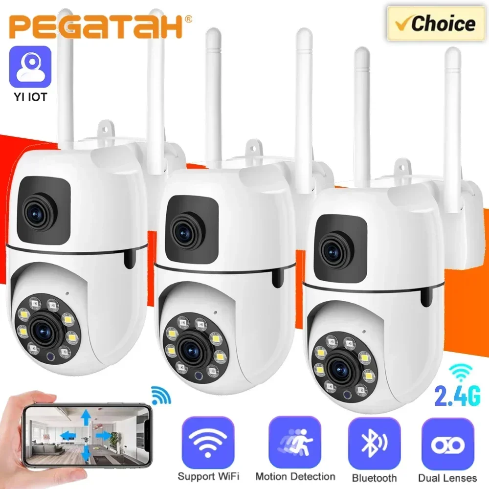 

PEGATAH 8MP HD Wifi Surveillance PTZ Camera Outdoor 4MP Dual Lens Dual Screen AI Auto Tracking IP Security Protection Cam Video