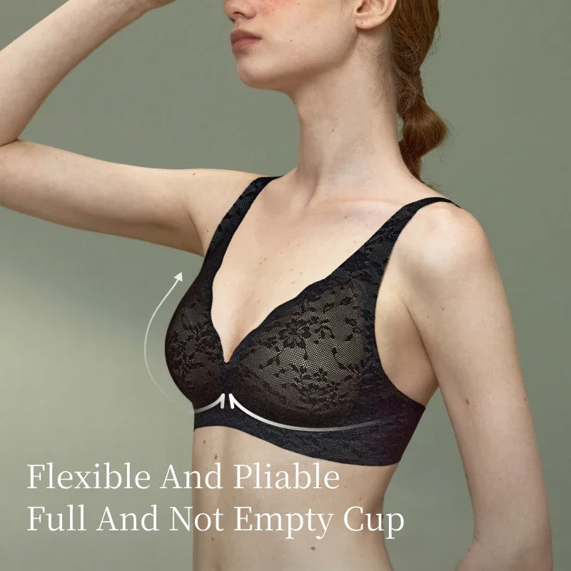 SUJIIN Sexy Plunge Bras for Women New Lace Push Up Seamless Wireless Support Bra Female Summer Thin Comfort Bralette Mujer MX286