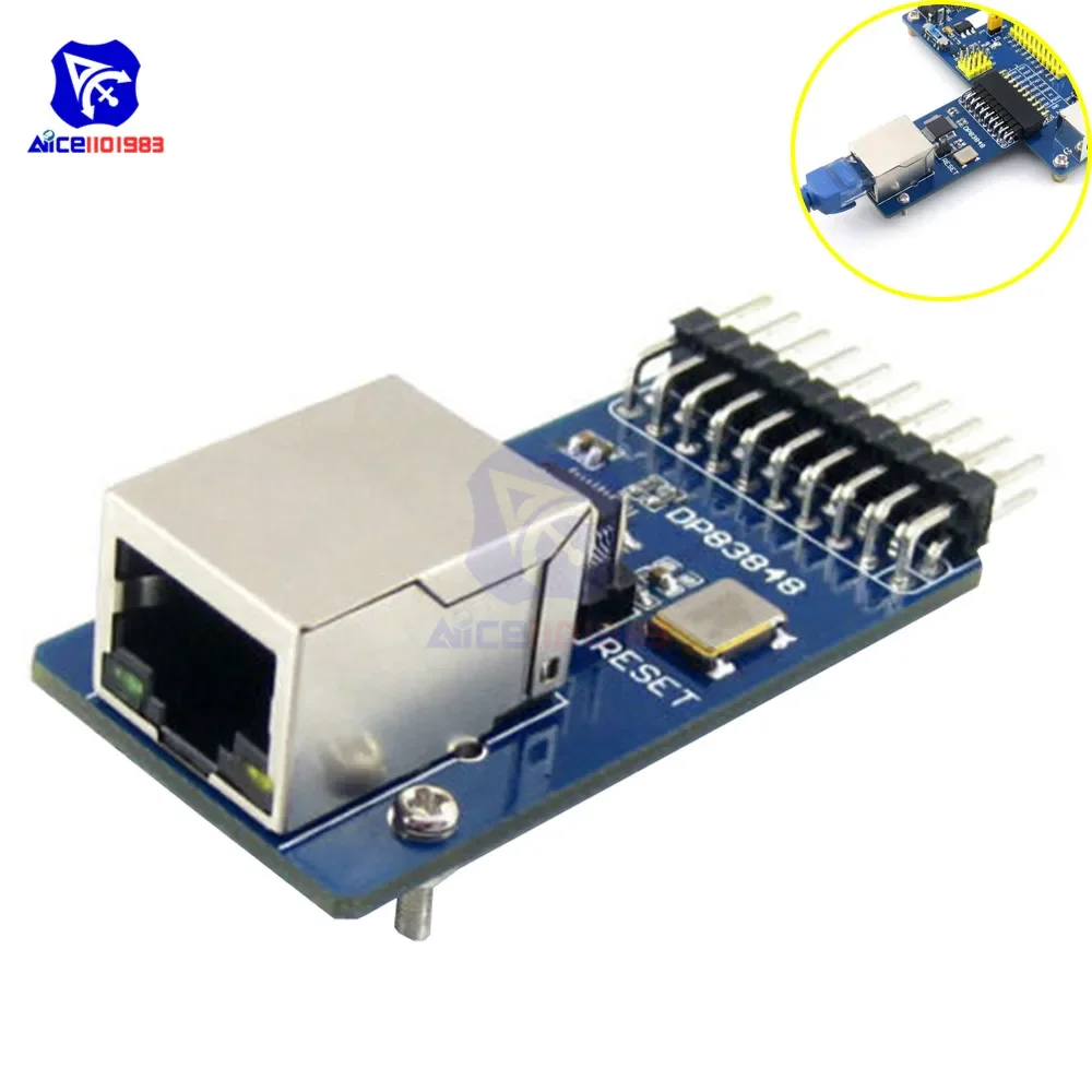 DP83848 Ethernet Physical Transceiver RJ45 Connector Control USB-B Type Interface Board for Arduino