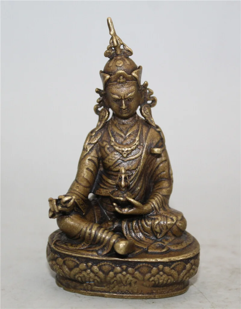 Chinese  Collectible archaize pure brss small Buddha statue Home Decoration