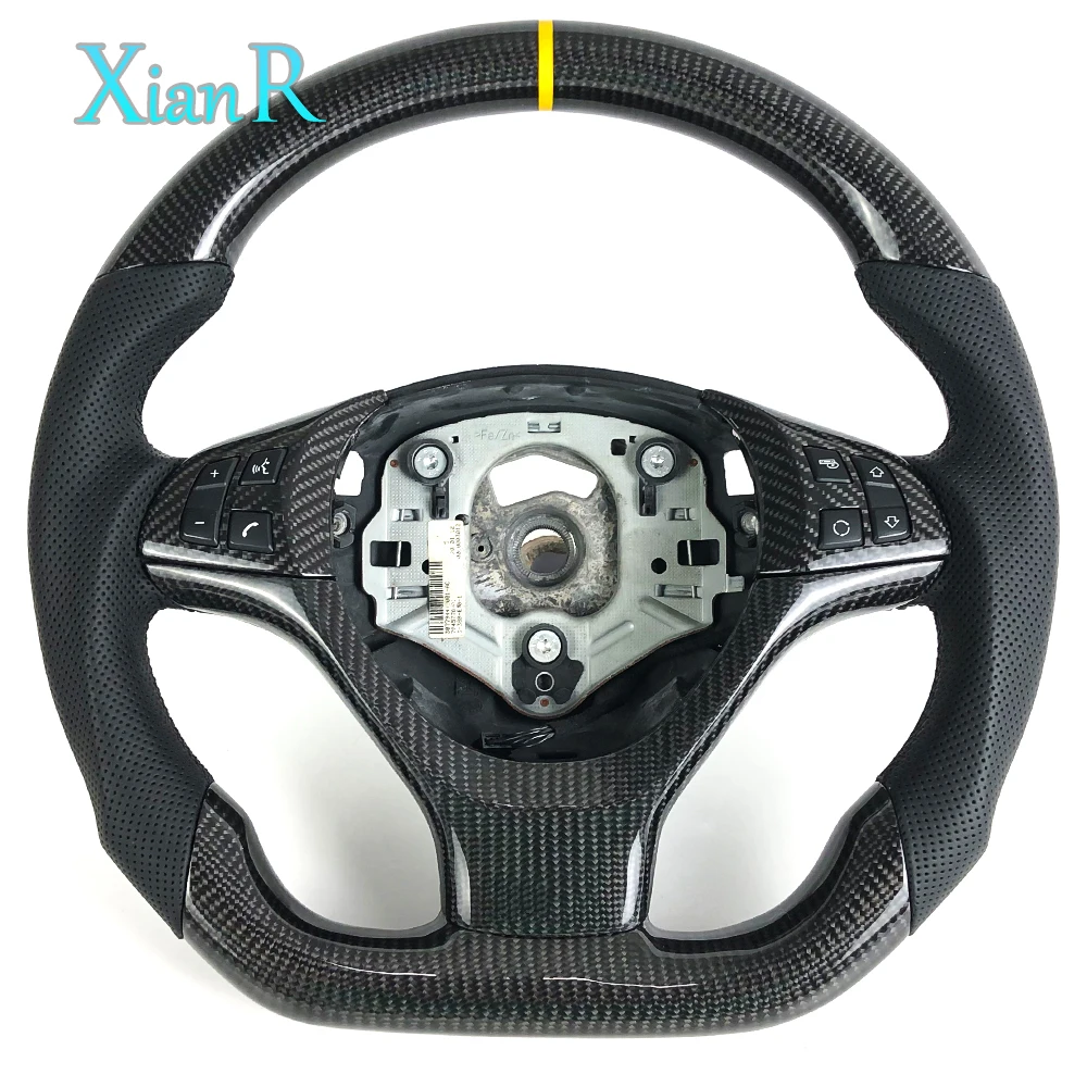 

Руль из углеродного волокна на заказ с черной перфорированной кожей для внедорожника BMW E70 E71 X5 X6 2007-2013 гг.