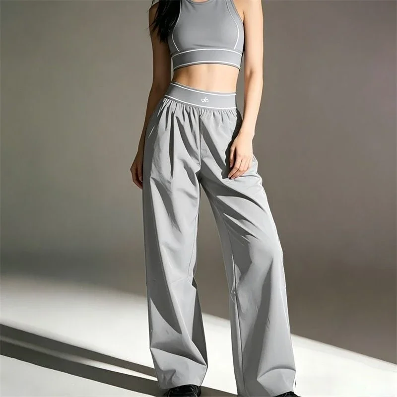 Women Dark Blue Quick‑Dry Cool Breathable Casual Pants Lightweight Floor‑Length Loose Versatile Elastic Sports Sweatpants sport