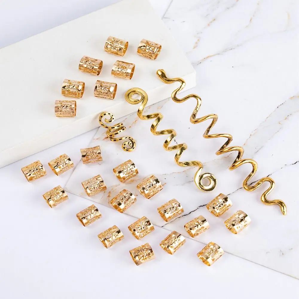 

28pcs/set DIY Alloy Hair Ring Clips Golden Curve Dreadlocks Beads Snake Silver Hair Accessories Ladies