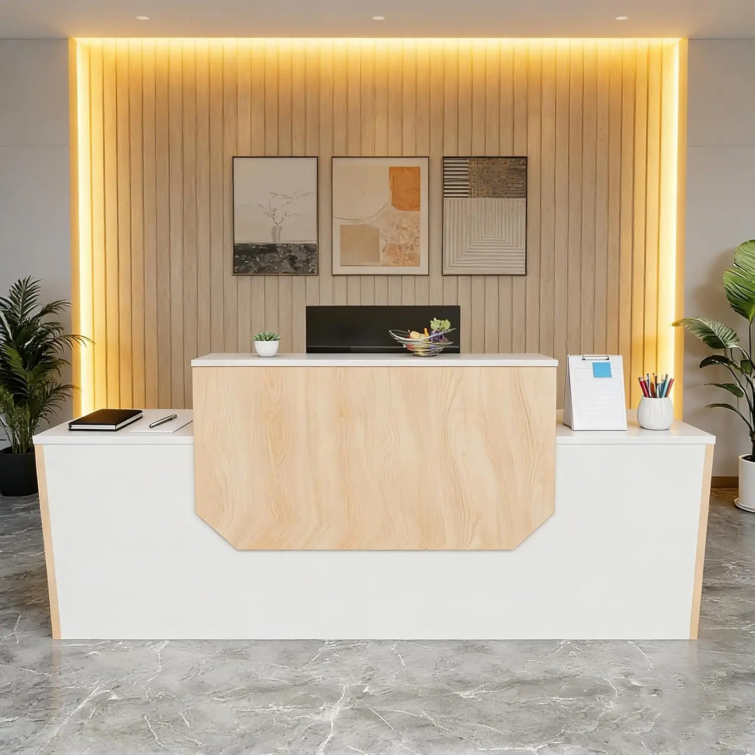 Moderner schwarzer Büro-Empfangstresen, 160x60x72 cm Lobby-Rezeption für Bekleidungsgeschäft, Café, individuell anpassbar