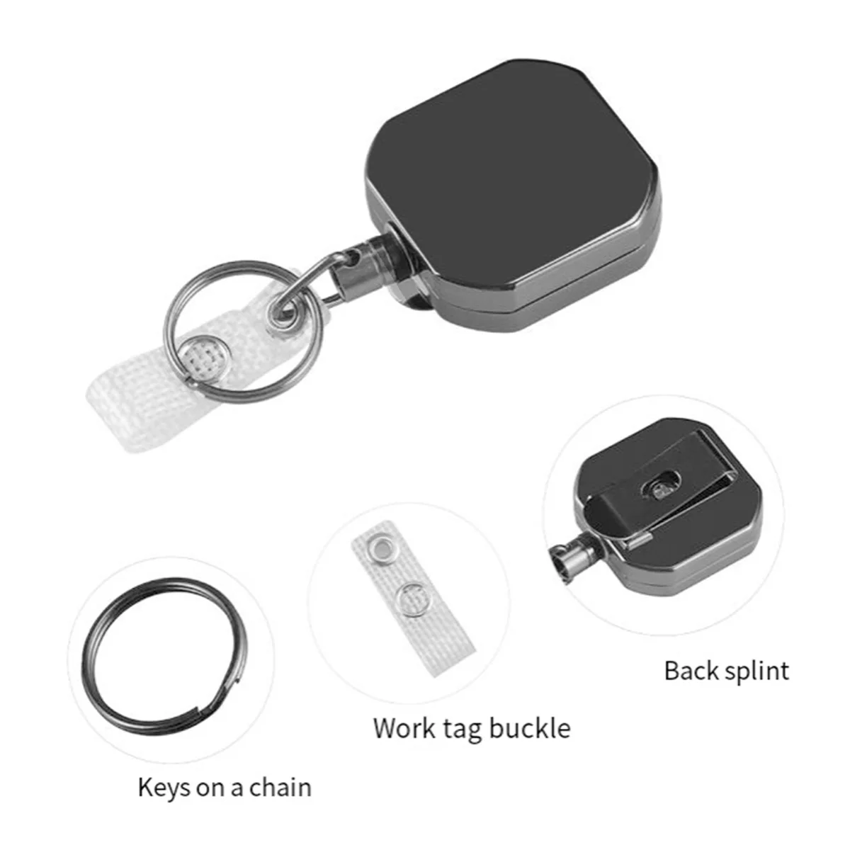A71P Square Easy-Pull Buckle, Retractable Strong Buckle, Strong Easy-Pull Wire Rope Keychain